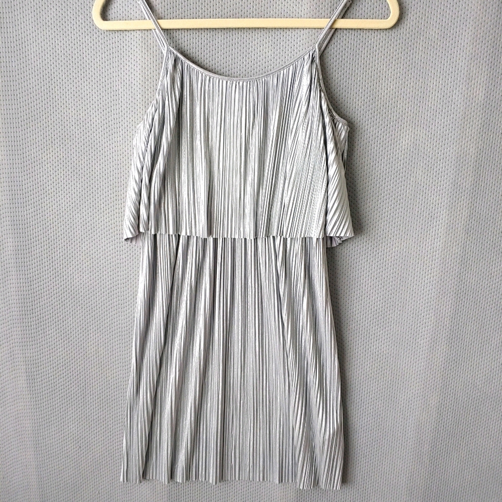 NWT Forever XXI Silver Accordion Pleated Dress